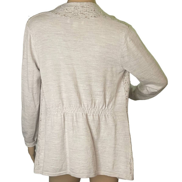 Coldwater Creek Womens Wool Cardigan Open Front Size XS Cream Tan - Picture 2 of 8